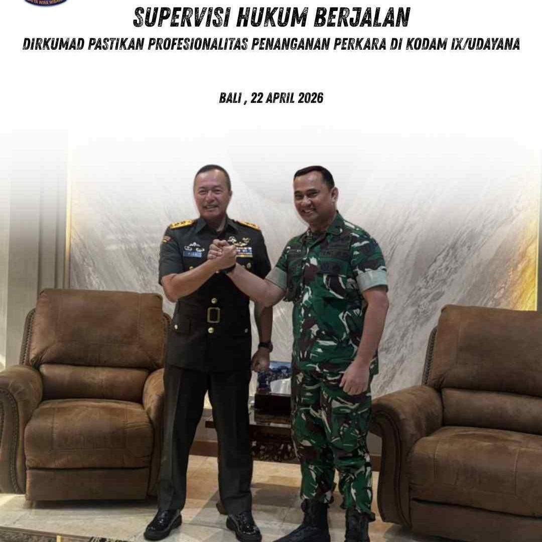 Supervisi Hukum Berjalan, Dirkumad Pastikan Profesionalitas Penanganan Perkara di Kodam IX/Udayana