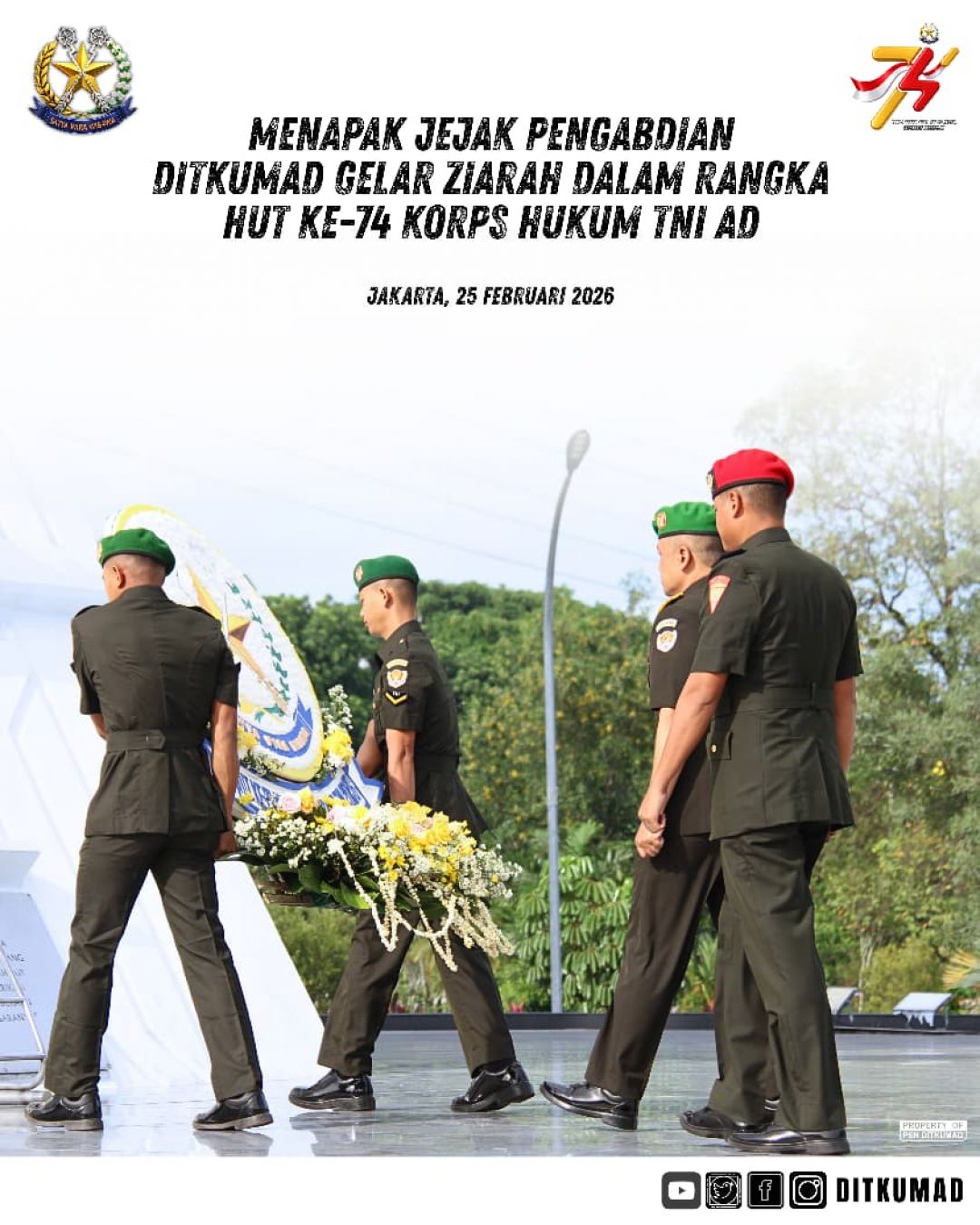 Menapak Jejak Pengabdian, Ditkumad Gelar Ziarah Dalam Rangka HUT Ke-74 Korps Hukum