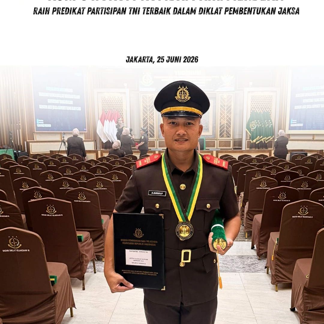 Sinergi Penegak Hukum, Prajurit Kodam XIII/Merdeka Raih Predikat Partisipan TNI Terbaik dalam Diklat Pembentukan Jaksa